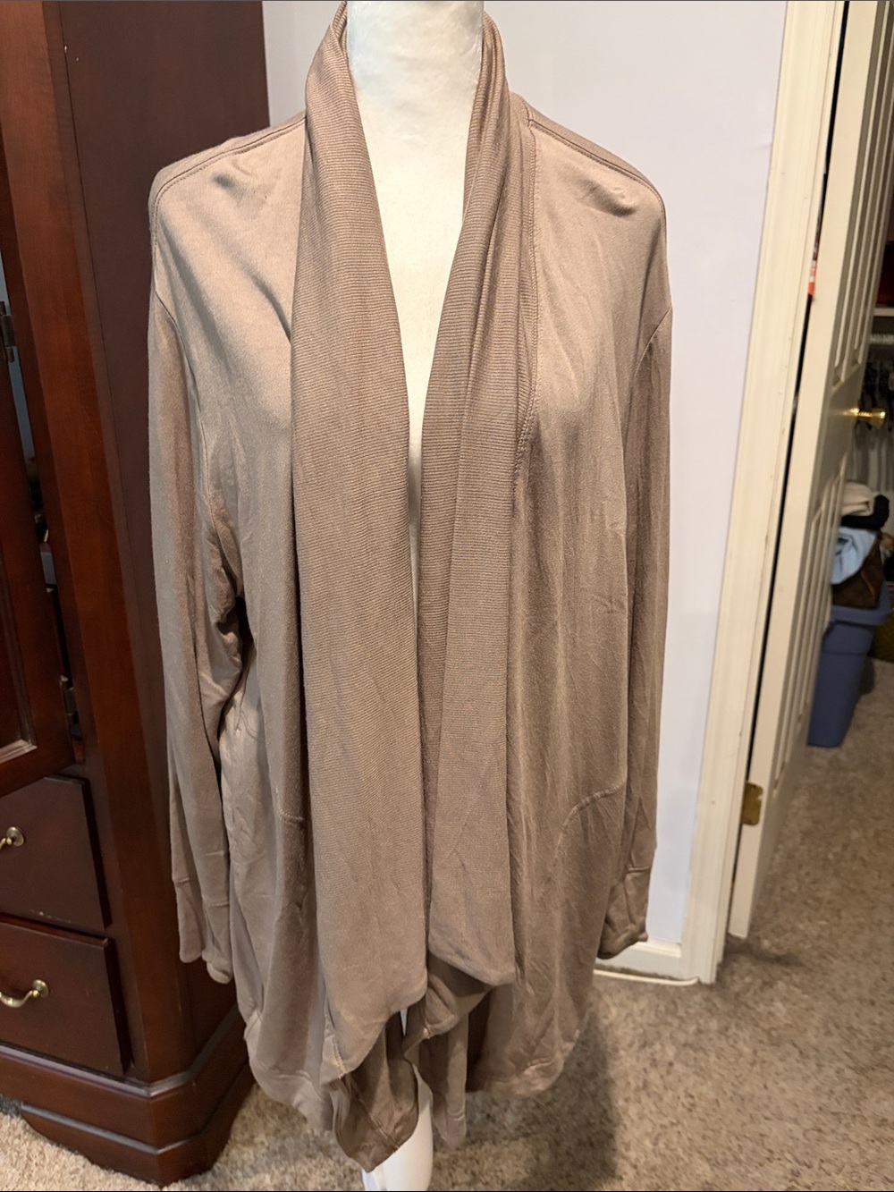 Athleta Pramayama Taupe Open-Front Women's Cardigan Sweater